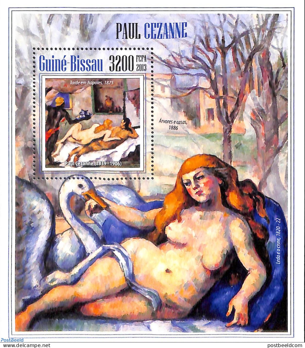 Guinea Bissau 2013 Paul Cezanne, Mint NH, Nature - Art - Nude Paintings - Paintings - Swans - Guinea-Bissau