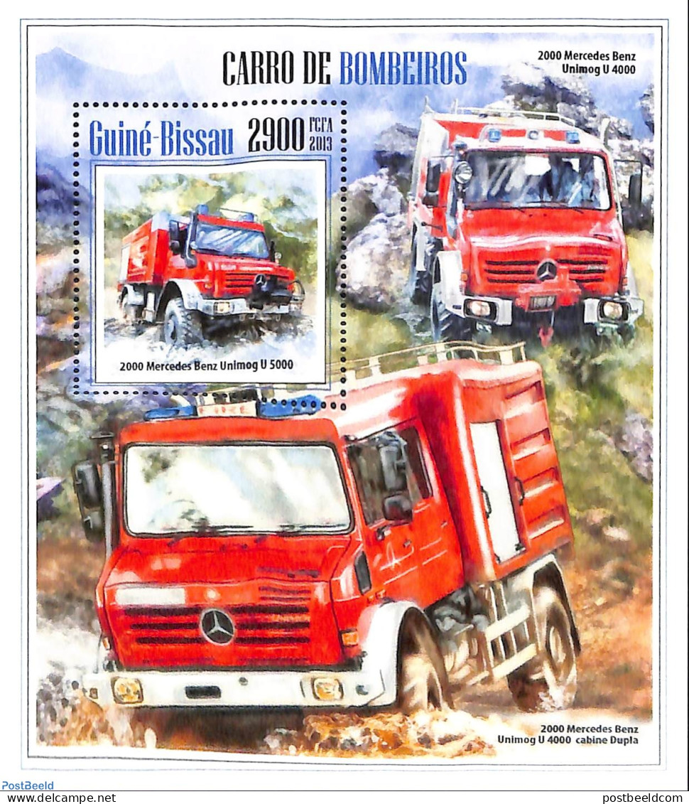 Guinea Bissau 2013 Fire Engines, Mint NH, Transport - Automobiles - Fire Fighters & Prevention - Automobili