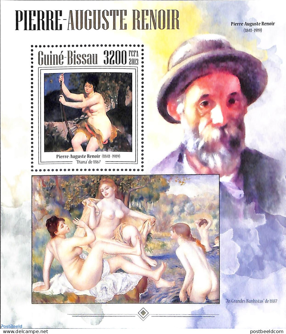 Guinea Bissau 2013 Pierre Auguste Renoir, Mint NH, Art - Nude Paintings - Guinea-Bissau
