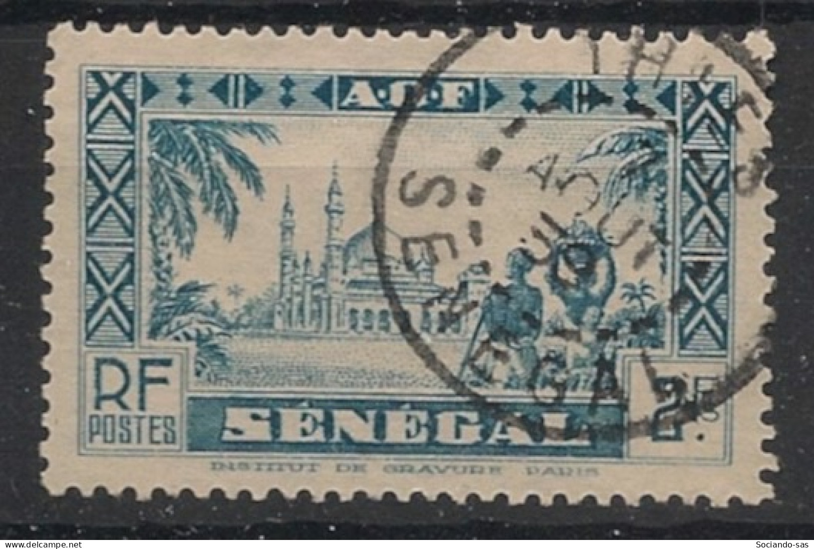 SENEGAL - 1935 - N°YT. 133 - Mosquée De Djourbel 2f Bleu Clair - Oblitéré / Used - Usati