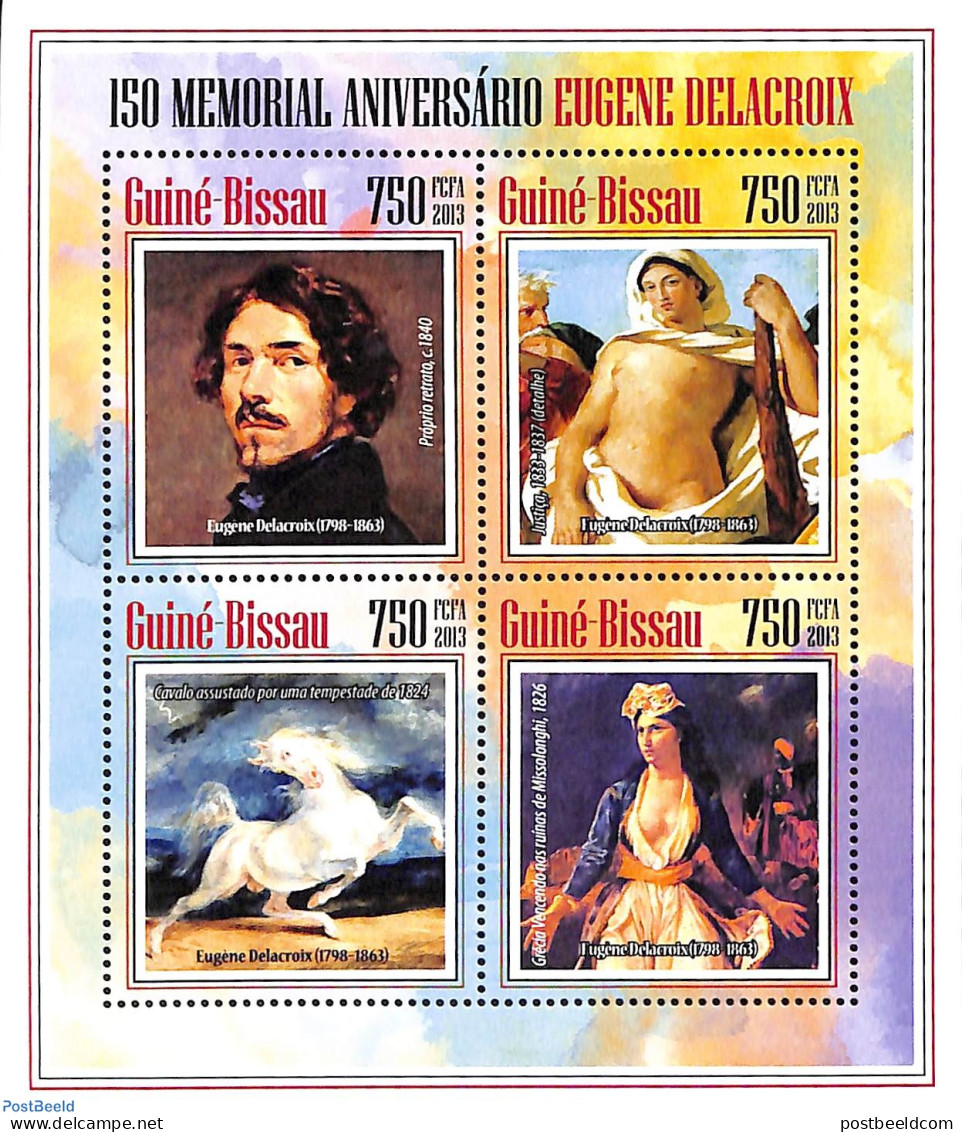 Guinea Bissau 2013 150th Memorial Anniversary Of Eugene Delacroix, Mint NH, Nature - Horses - Art - Nude Paintings - P.. - Guinea-Bissau