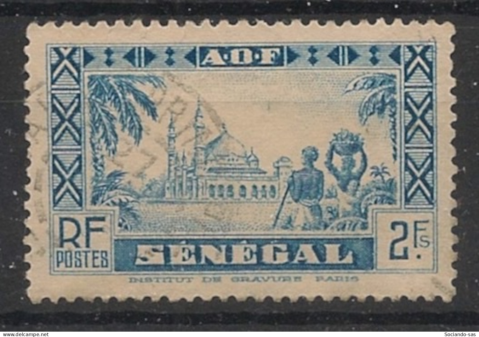 SENEGAL - 1935 - N°YT. 133 - Mosquée De Djourbel 2f Bleu Clair - Oblitéré / Used - Gebraucht