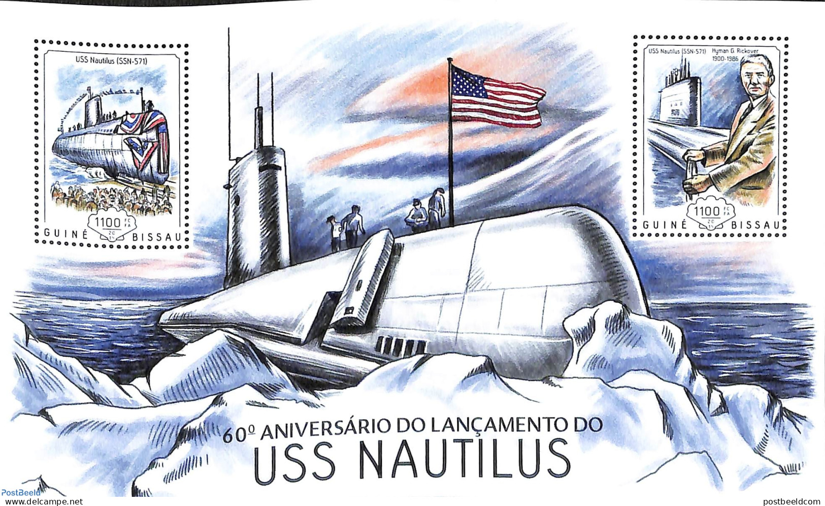 Guinea Bissau 2014 USS Nautilus, Mint NH, History - Transport - Flags - Ships And Boats - Bateaux