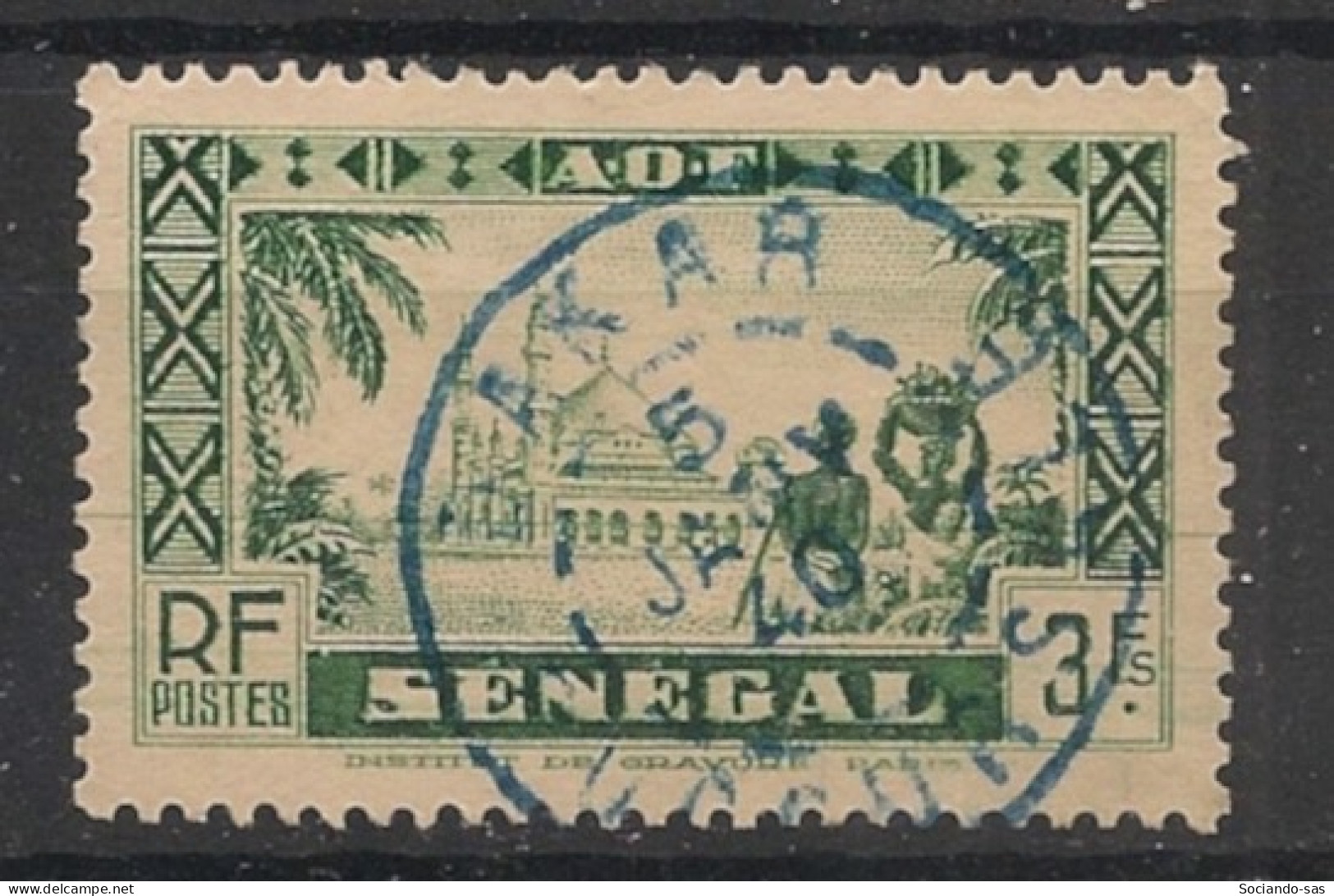 SENEGAL - 1935 - N°YT. 134 - Mosquée De Djourbel 3f Vert - Oblitéré / Used - Usati