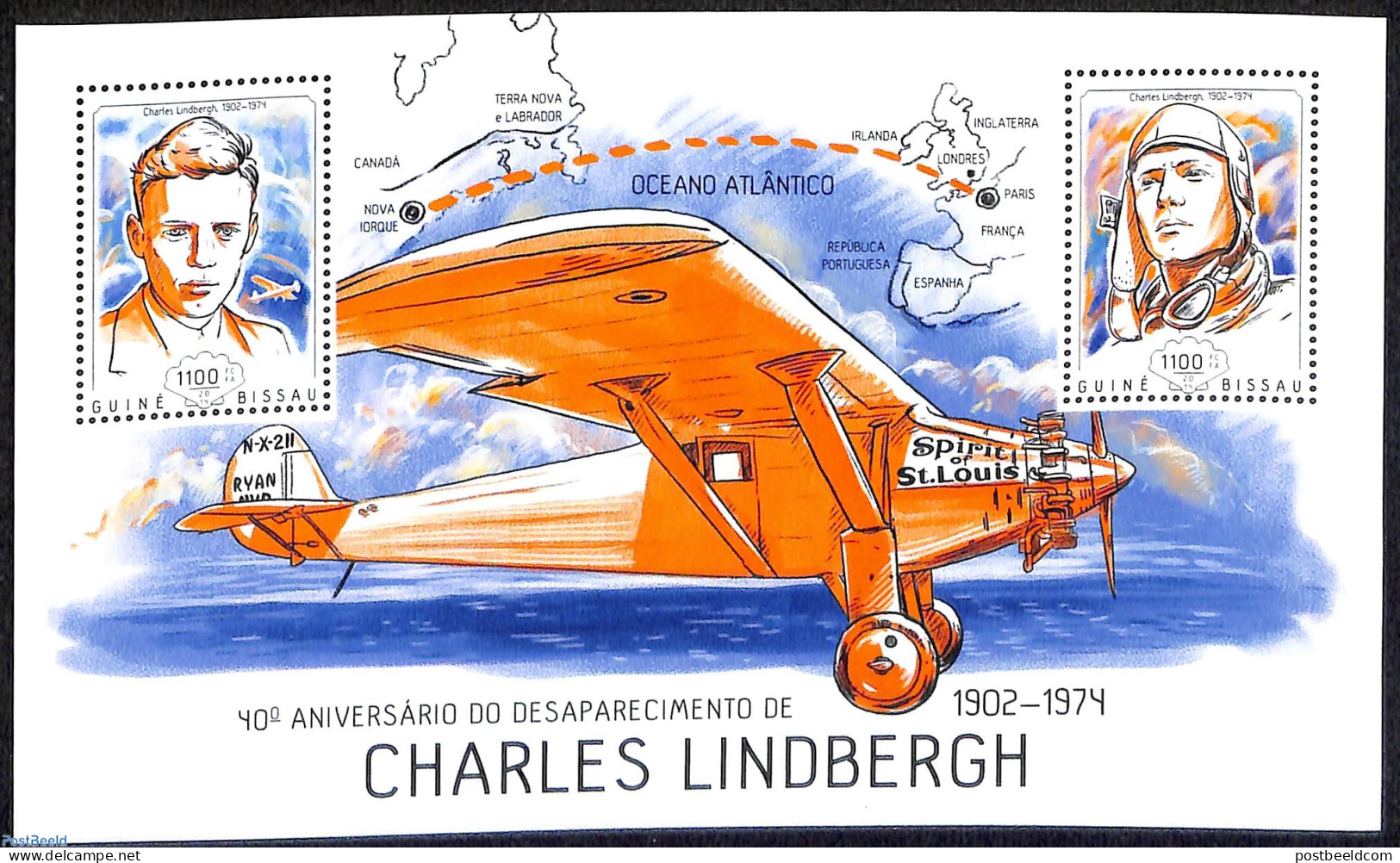 Guinea Bissau 2014 Charles Lindbergh, Mint NH, Transport - Aircraft & Aviation - Aviones