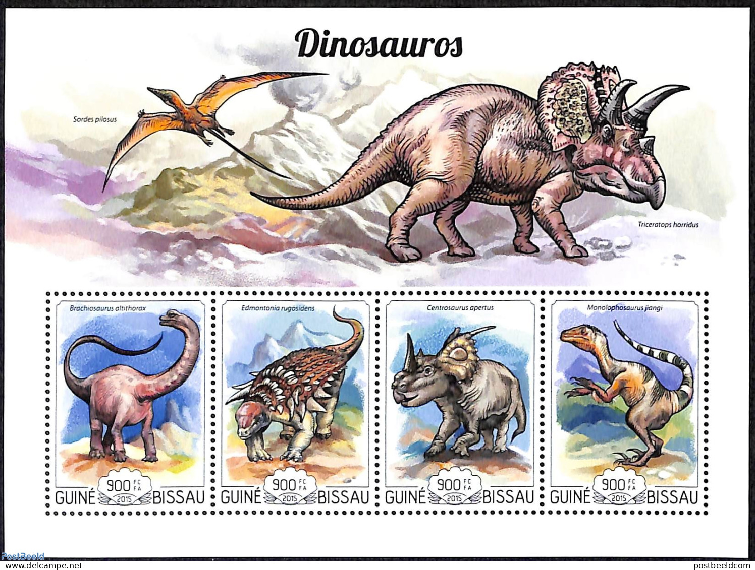 Guinea Bissau 2015 Dinosaurs, Mint NH, Nature - Prehistoric Animals - Preistorici