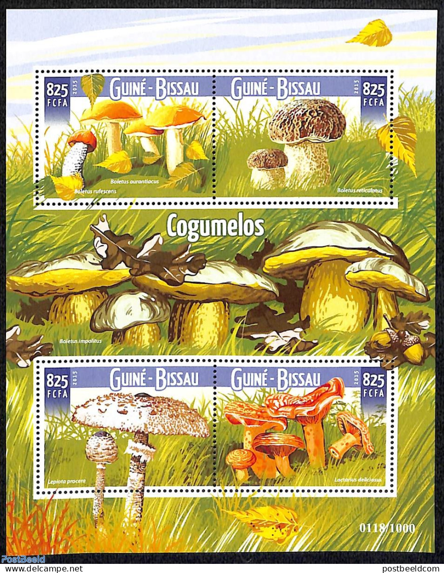 Guinea Bissau 2015 Mushrooms, Mint NH, Nature - Mushrooms - Pilze
