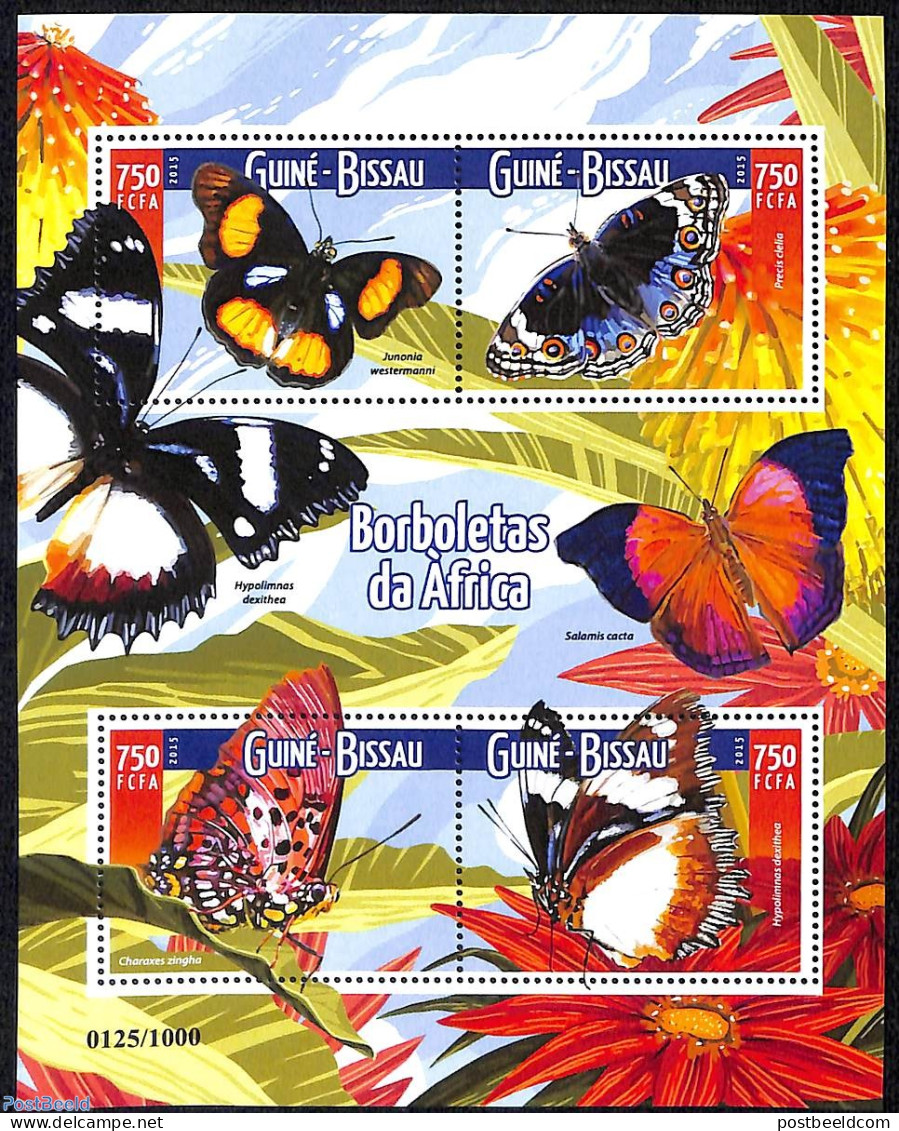 Guinea Bissau 2015 Butterflies, Mint NH, Nature - Butterflies - Flowers & Plants - Guinée-Bissau