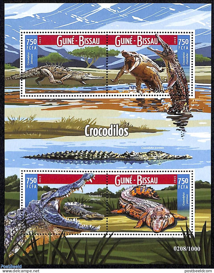 Guinea Bissau 2015 Crocodiles, Mint NH, Nature - Crocodiles - Guinea-Bissau
