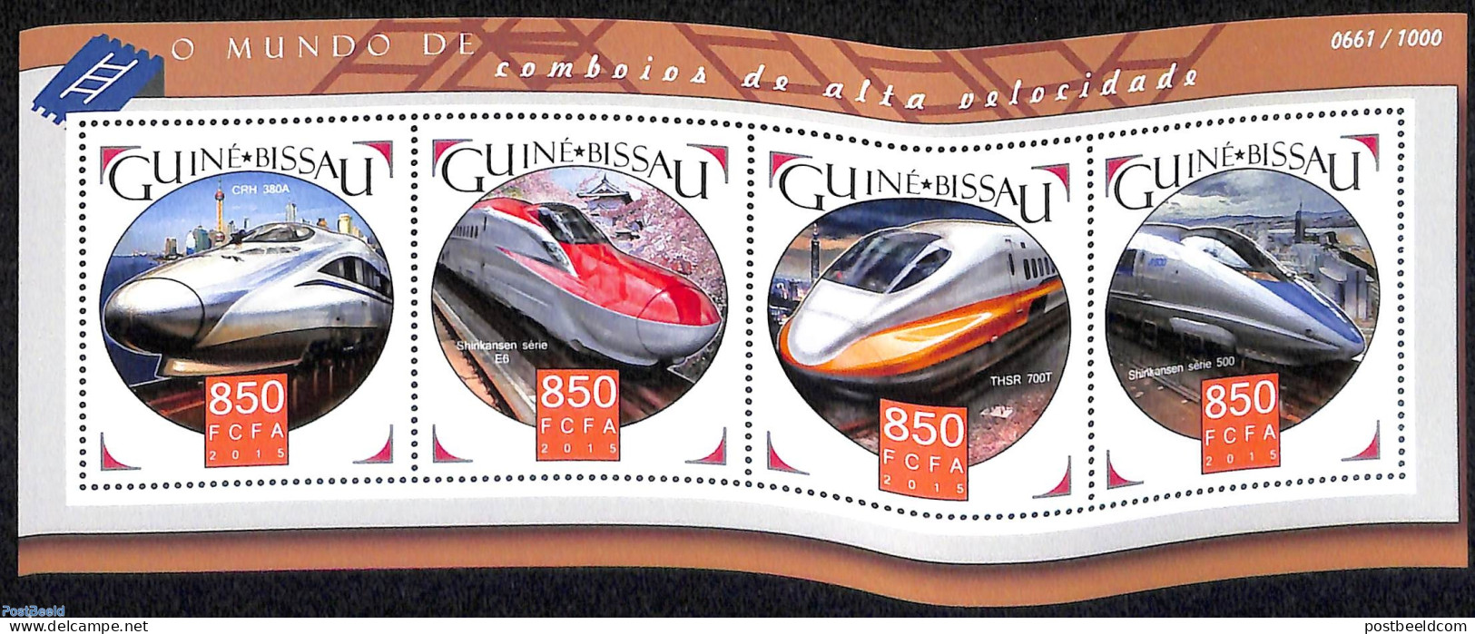 Guinea Bissau 2015 High Speed Trains, Mint NH, Transport - Railways - Trains