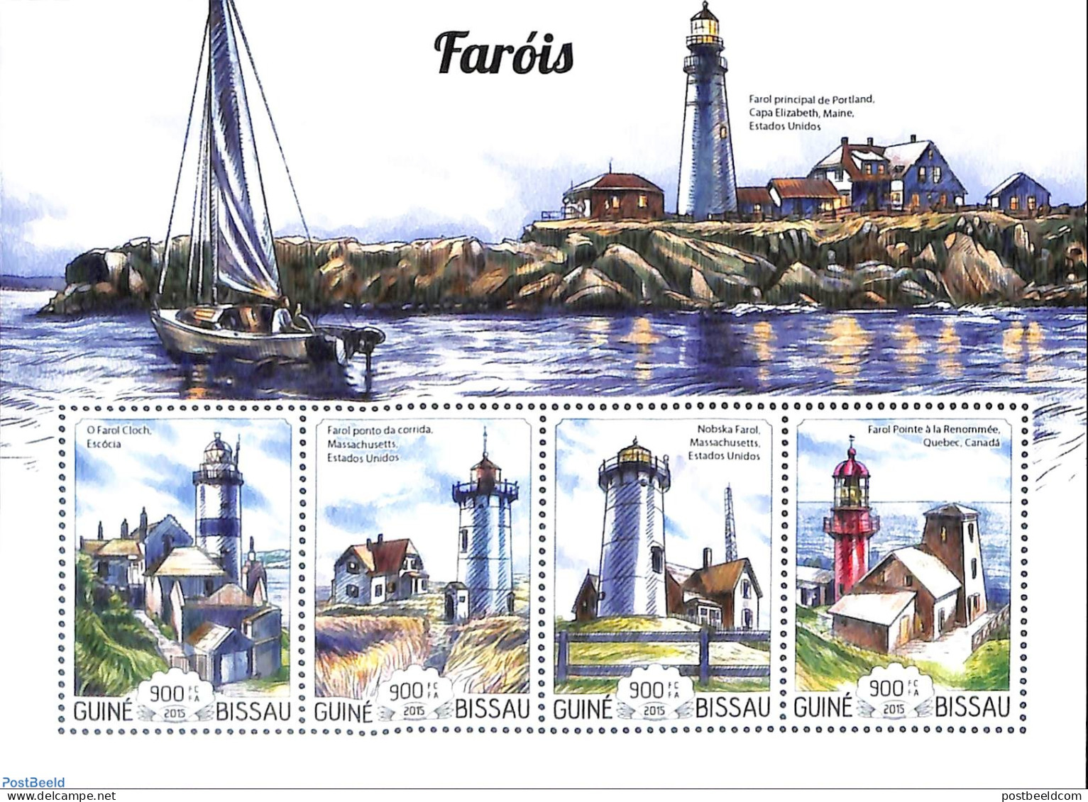 Guinea Bissau 2015 Lighthouses, Mint NH, Transport - Various - Ships And Boats - Lighthouses & Safety At Sea - Bateaux