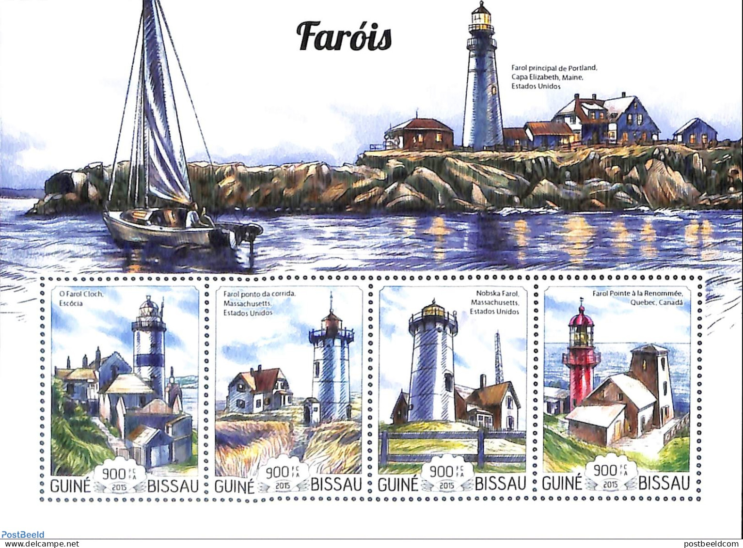 Guinea Bissau 2015 Lighthouses, Mint NH, Transport - Various - Ships And Boats - Lighthouses & Safety At Sea - Ships