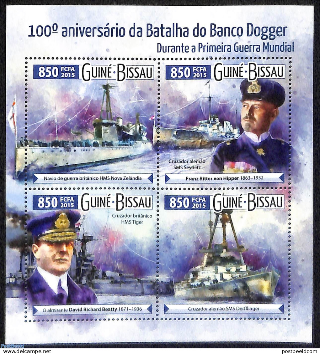 Guinea Bissau 2015 100th Anniversary Of The Battle Of The Dogger Bank, Mint NH, History - Transport - Militarism - Shi.. - Militaria