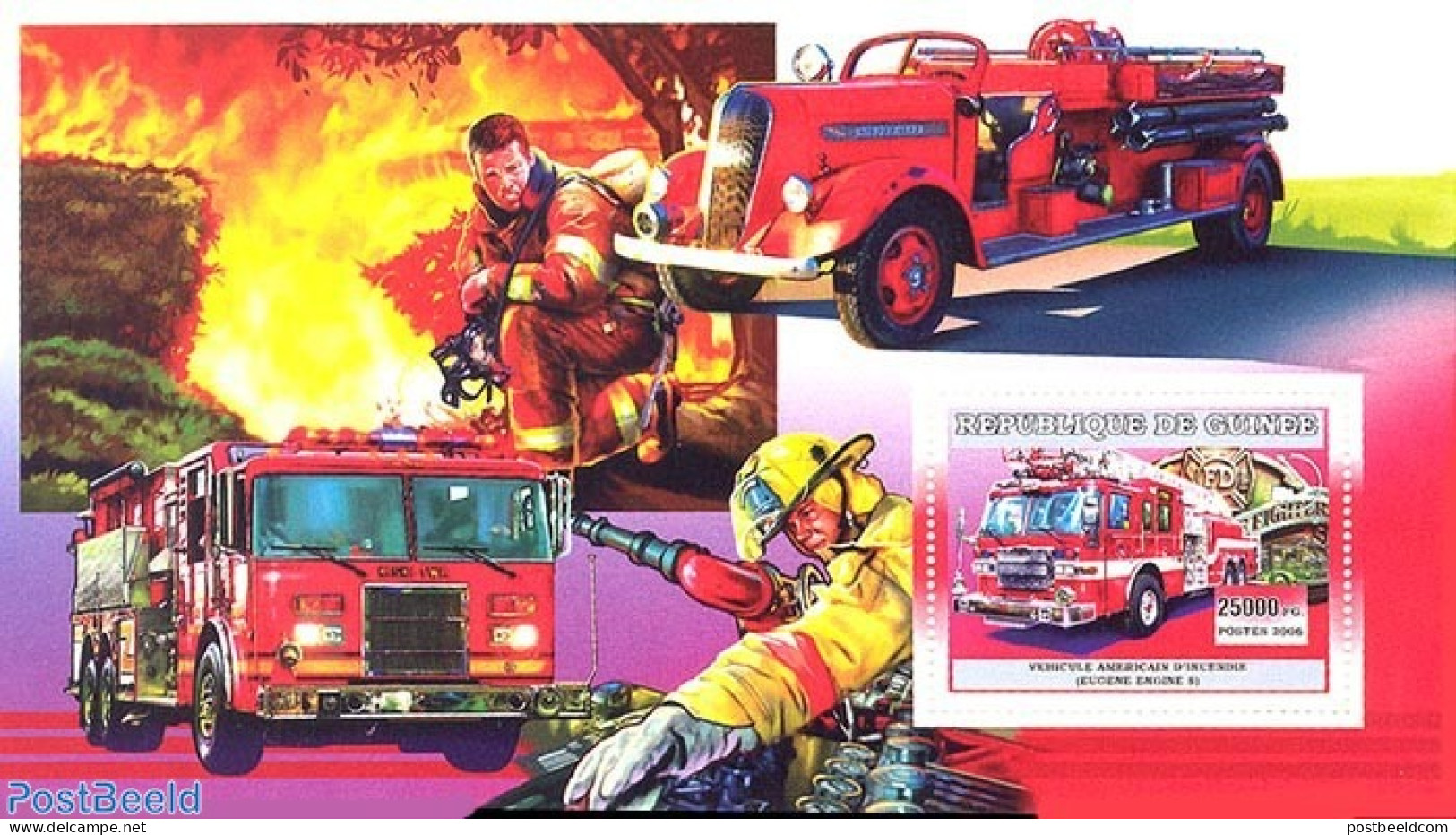 Guinea, Republic 2006 Fire Engines, Mint NH, Transport - Fire Fighters & Prevention - Feuerwehr