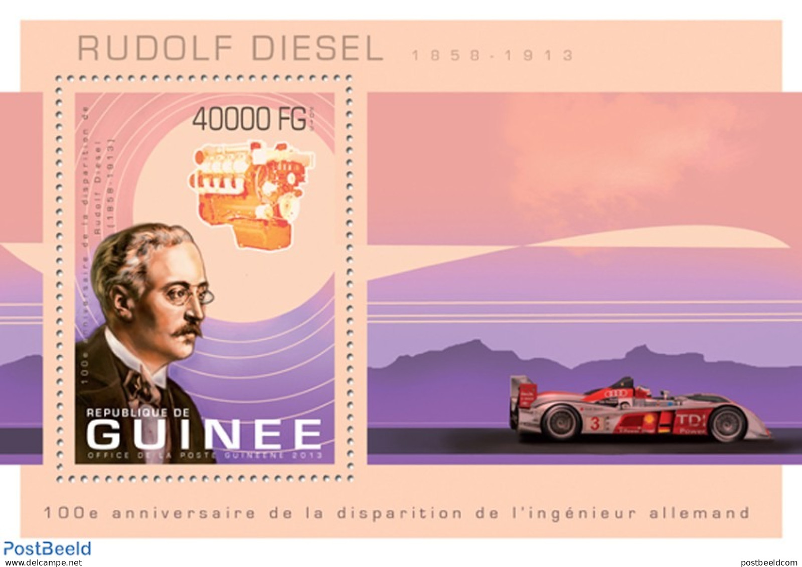 Guinea, Republic 2013 Rudolf Diesel, Mint NH, Science - Transport - Inventors - Automobiles - Automobili