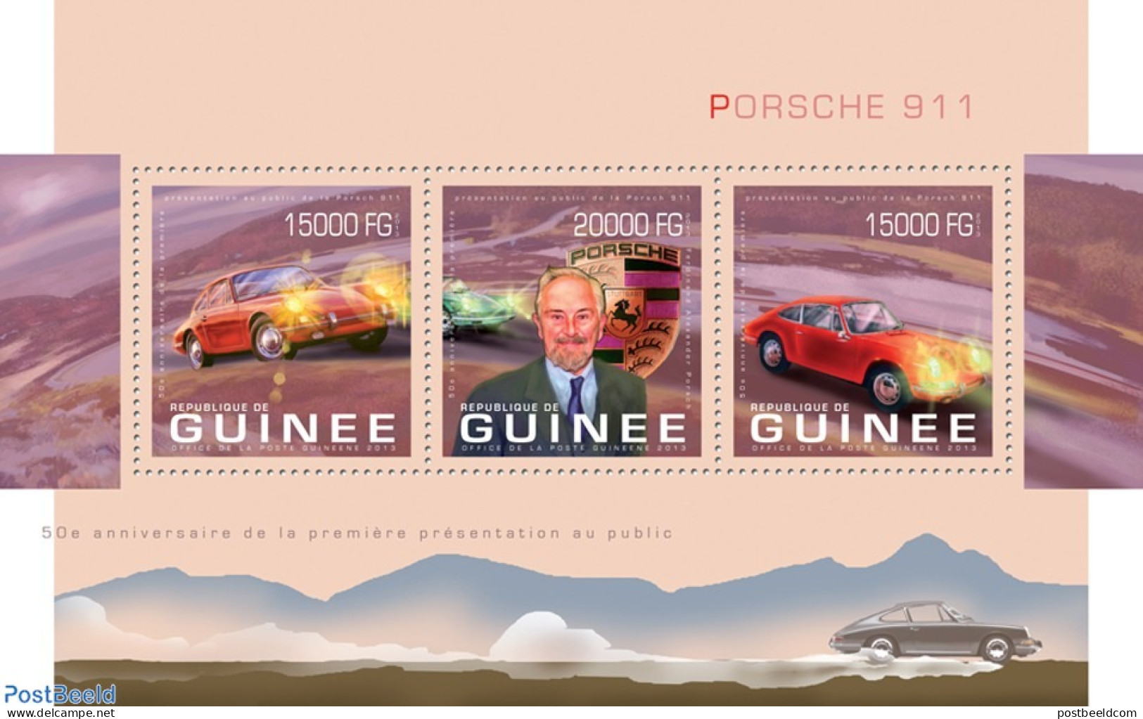 Guinea, Republic 2013 Porsche 911, Mint NH, Transport - Automobiles - Automobili