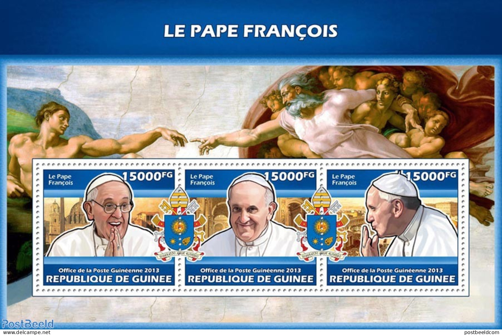 Guinea, Republic 2013 Pope Francis, Mint NH, Religion - Pope - Pausen