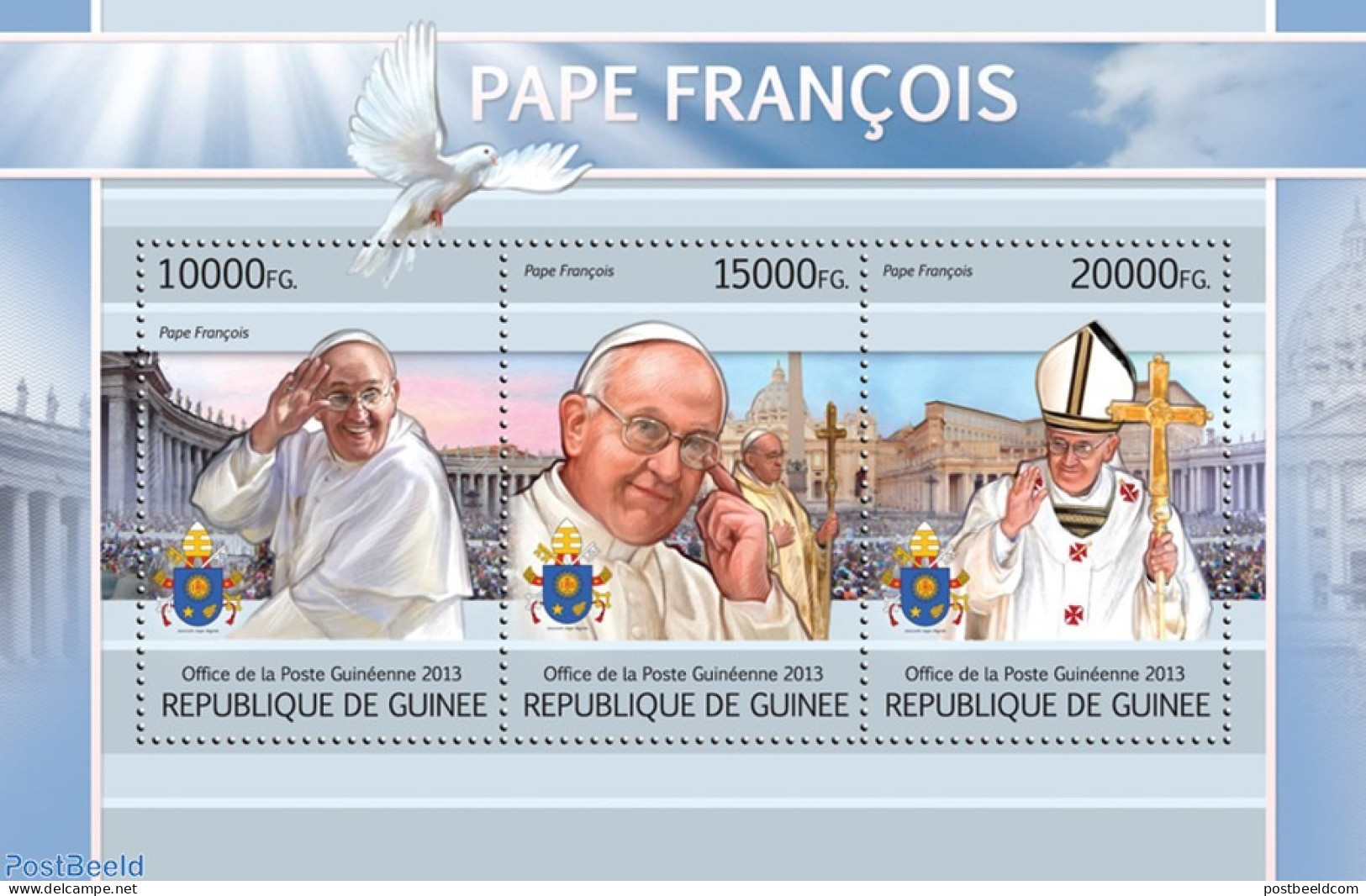 Guinea, Republic 2013 Pope Francis, Mint NH, Religion - Pope - Päpste