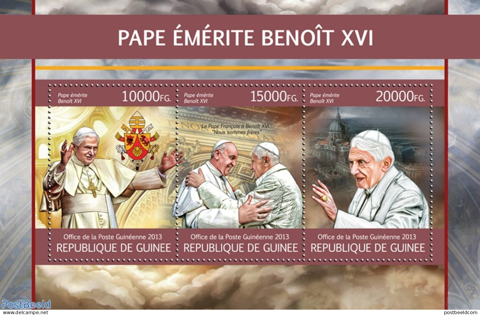 Guinea, Republic 2013 Pope Benedict XVI, Mint NH, Religion - Pope - Papi