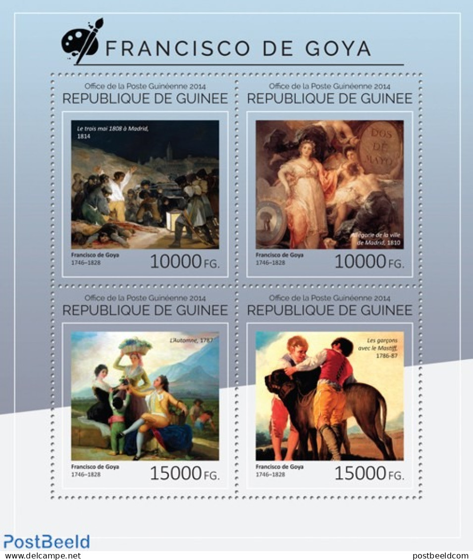Guinea, Republic 2014 Francisco De Goya, Mint NH, Nature - Dogs - Art - Paintings - Autres & Non Classés