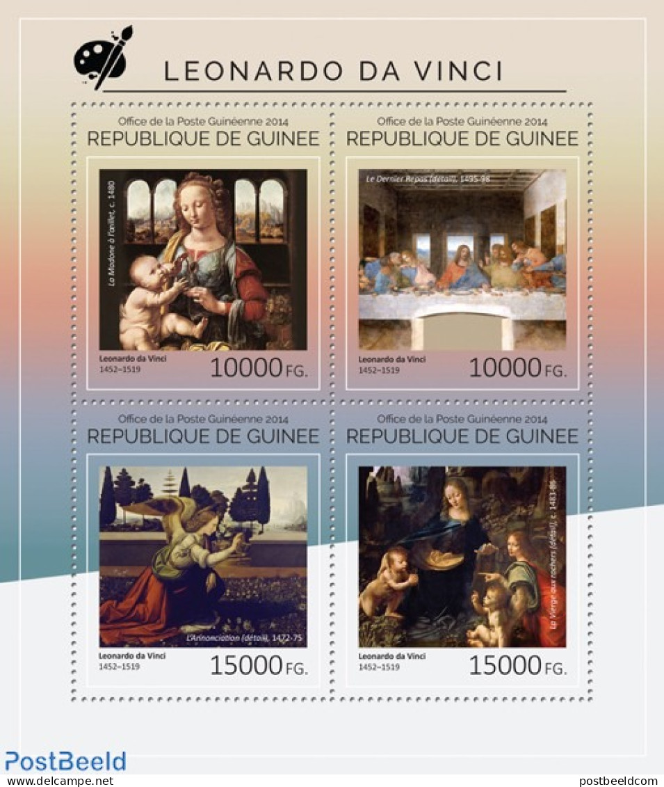 Guinea, Republic 2014 Leonardo Da Vinci, Mint NH, Art - Leonardo Da Vinci - Paintings - Sonstige & Ohne Zuordnung
