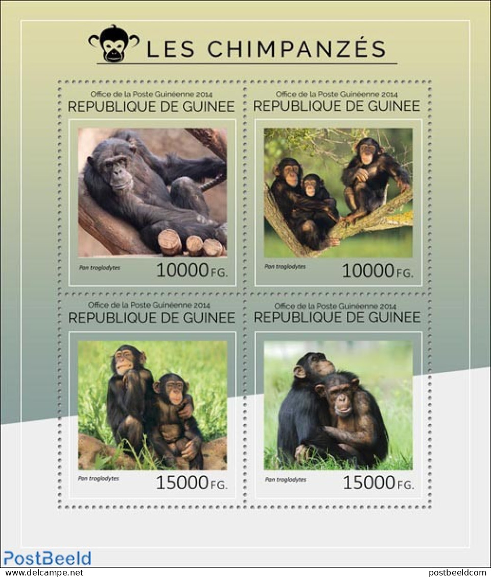 Guinea, Republic 2014 Chimpanzees, Mint NH, Nature - Monkeys - Altri & Non Classificati