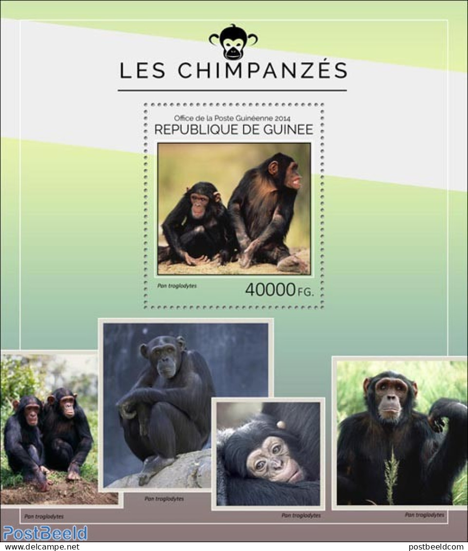 Guinea, Republic 2014 Chimpanzees, Mint NH, Nature - Monkeys - Altri & Non Classificati