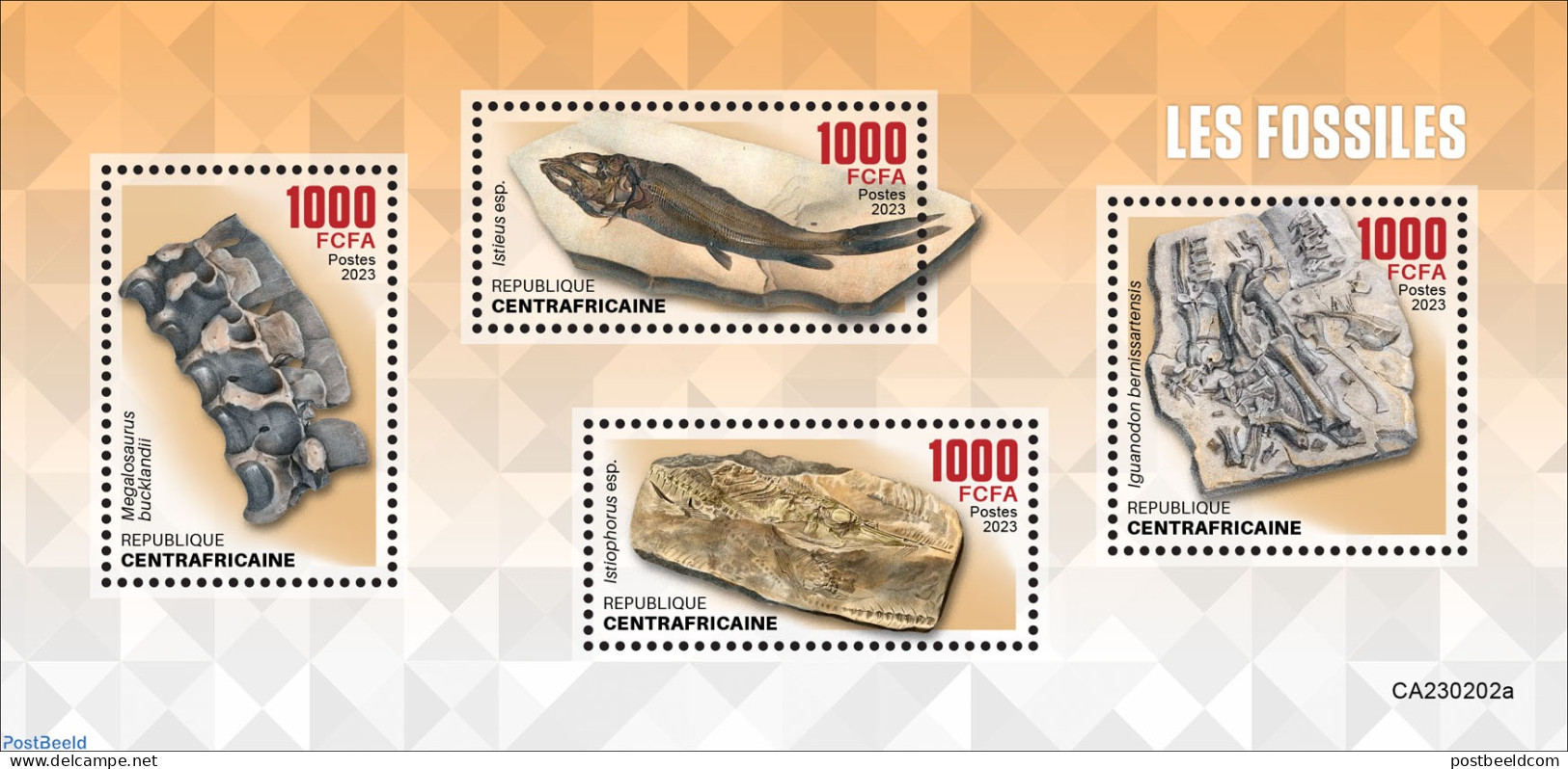 Central Africa 2023 Fossils, Mint NH, Nature - Prehistoric Animals - Prehistory - Préhistoriques