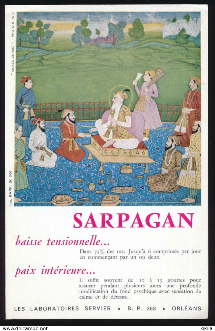 Buvard 13.5 X 21 Laboratoires SERVIER Sarpagan Peinture Du Moyen-Orient Tableau Du Musée Guimet Imp. Kapp. Bc 3-57 - Droguerías