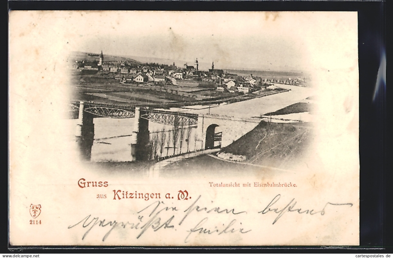 AK Kitzingen A. M., Totalansicht Mit Eisenbahnbrücke  - Kitzingen