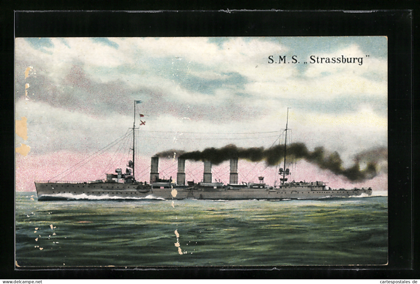 AK Kriegsschiff SMS Strassburg Auf Hoher See  - Warships