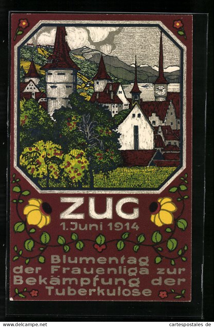 AK Zug, Blumentag Der Frauenliga Zur Bekämpfung Der Tuberkulose 1914  - Other & Unclassified