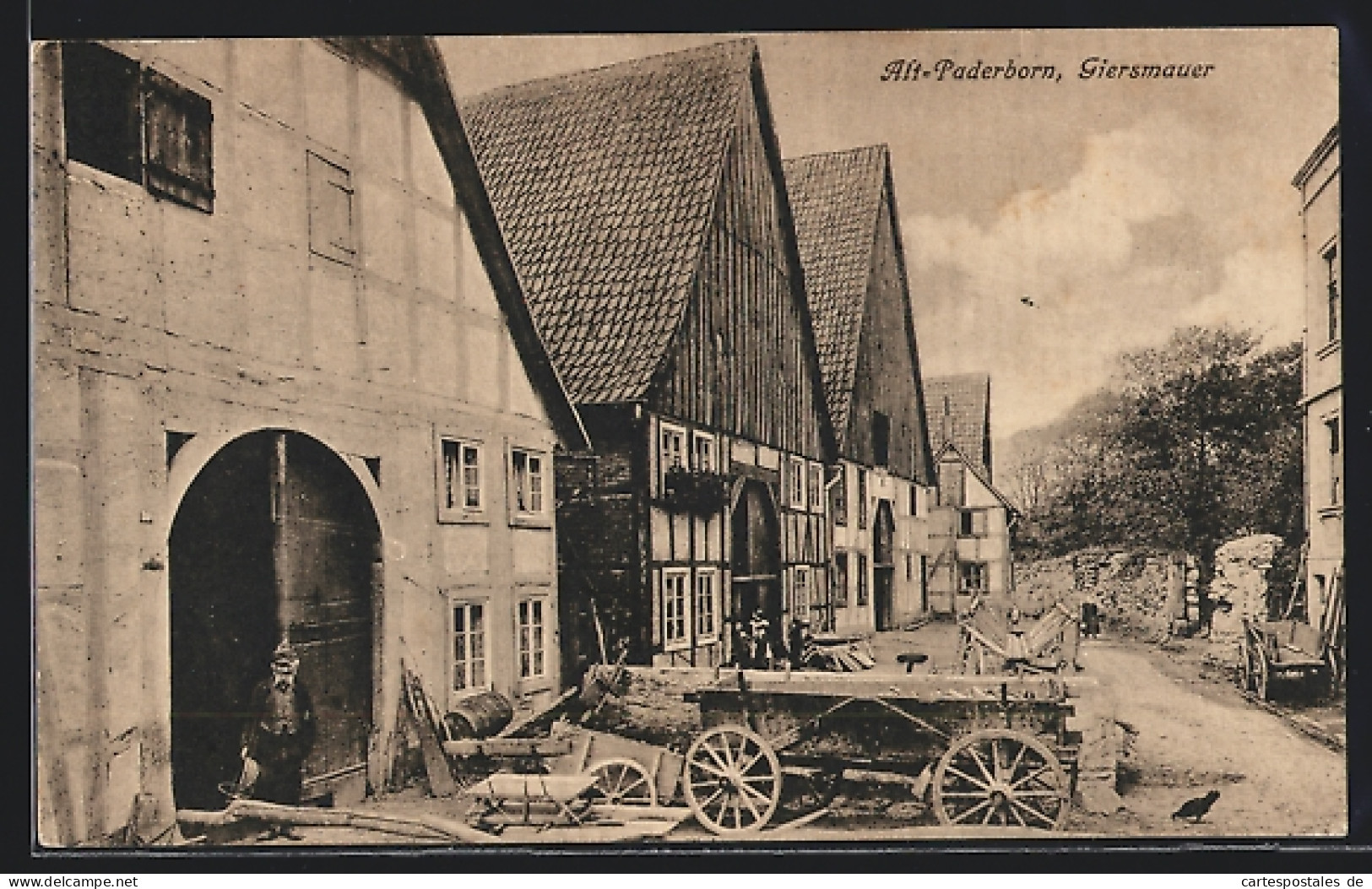 AK Paderborn, Partie An Der Giersmauer, Mit Alten Häusern Und Bewohner, Alt-Paderborn  - Paderborn