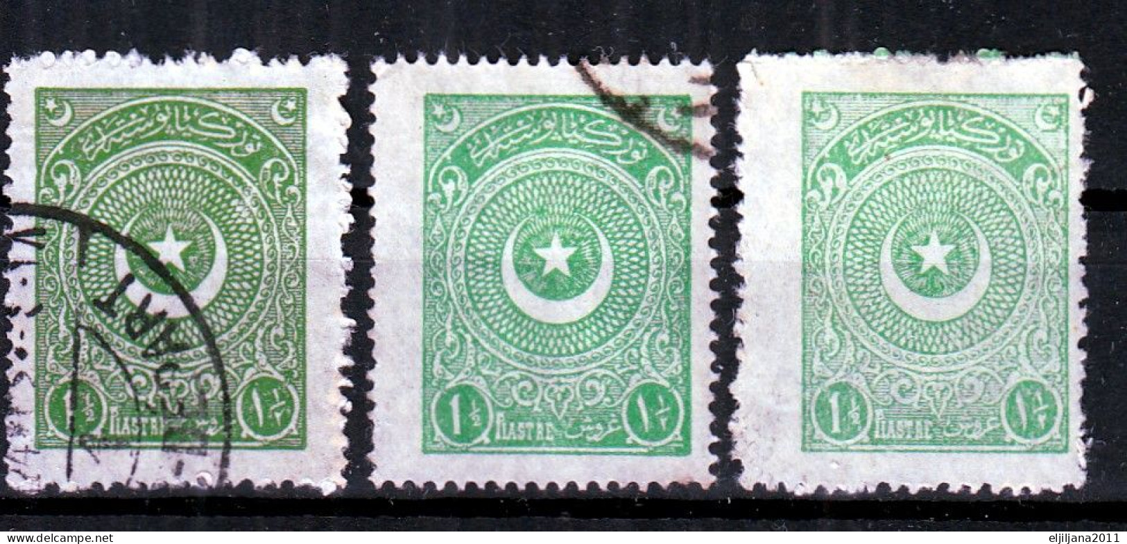 Turkey / Türkei 1923 ⁕ Star & Crescent 1 1/2 Pia. Mi.810 ⁕ 9v Used - Shades - Used Stamps