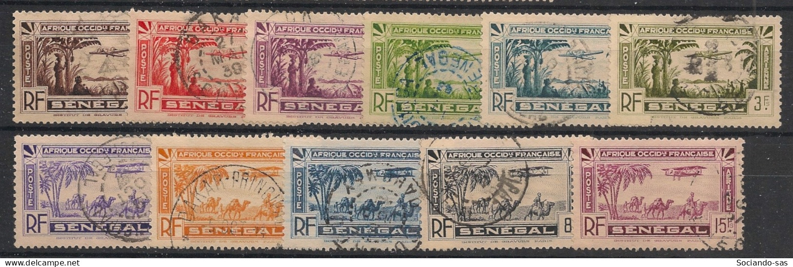 SENEGAL - 1935 - Poste Aérienne PA N°YT. 1 à 11 - Série Complète - Oblitéré / Used - Usados