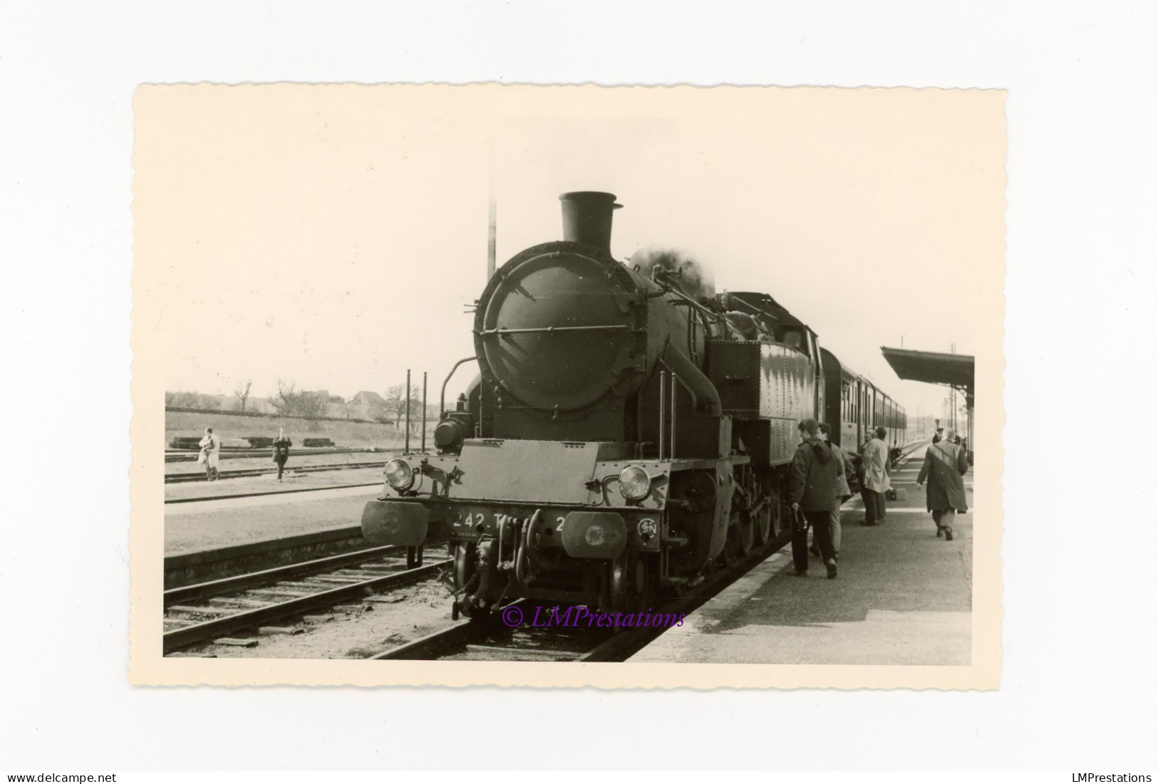 Photo Locomotive SNCF 242 TC 22 Train Gare Cercy La Tour Nièvre 58 Bourgogne Sud Est France Vapeur Photographie 242TC - Eisenbahnen