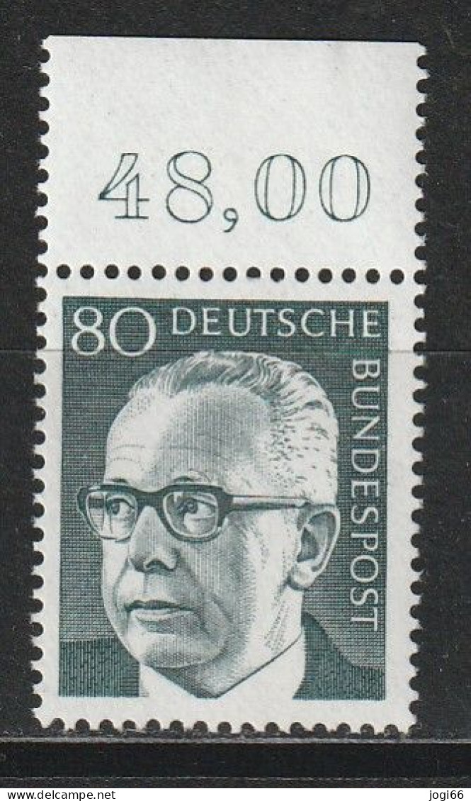 Bund Michel 642 Bundespräsident Gustav Heinemann ** Mit Oberrand - Unused Stamps