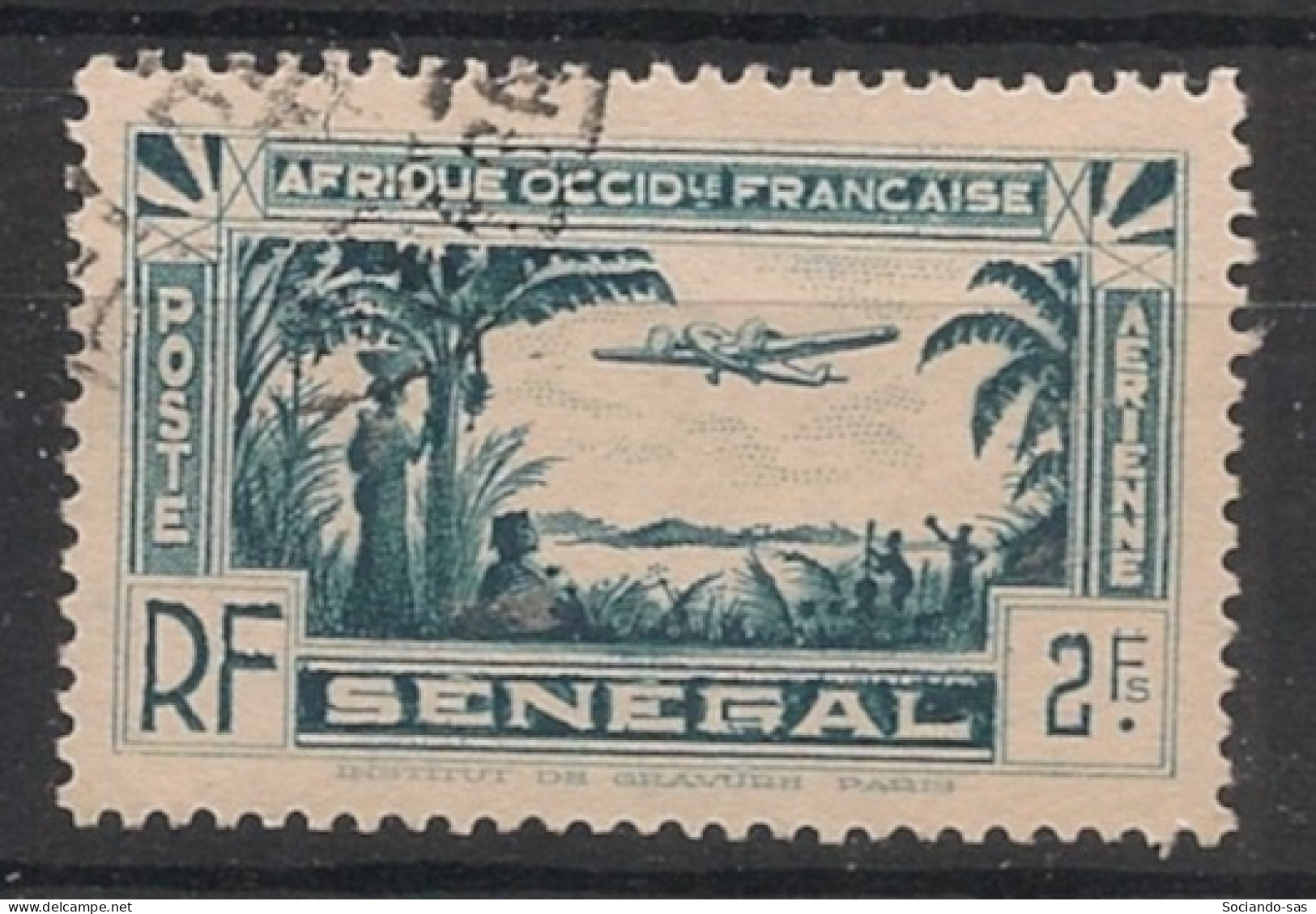 SENEGAL - 1935 - Poste Aérienne PA N°YT. 5 - Avion 2f Bleu - Oblitéré / Used - Gebraucht