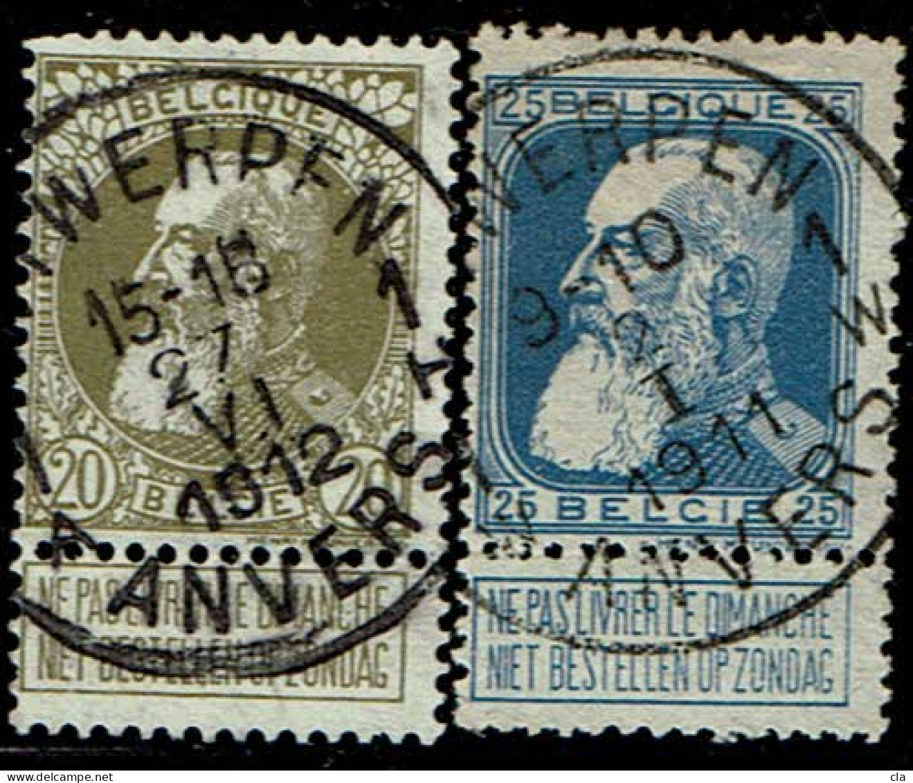 75/6  Obl  Anvers... 2 Types - 1905 Thick Beard