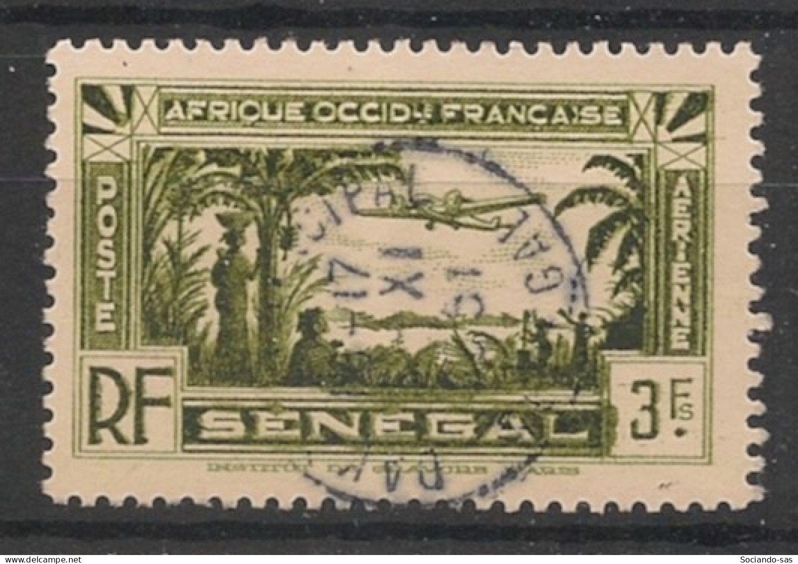 SENEGAL - 1935 - Poste Aérienne PA N°YT. 6 - Avion 3f Vert - Oblitéré / Used - Used Stamps