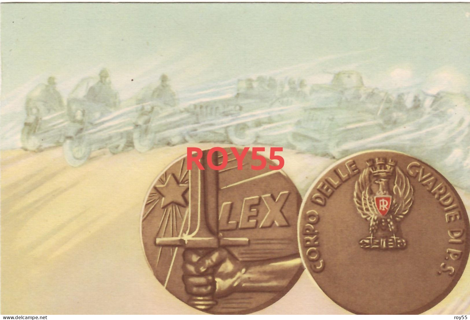 Militari Corpo Delle Guardie Di P S Cartolina Raffigurante Medaglia Polizia Di Stato (v.retro) - Regiments