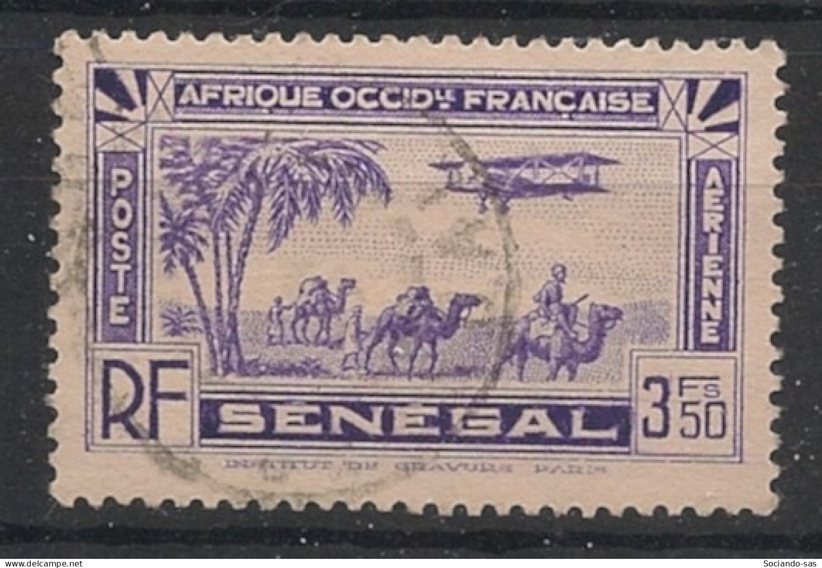 SENEGAL - 1935 - Poste Aérienne PA N°YT. 7 - Avion 3f50 Violet - Oblitéré / Used - Used Stamps