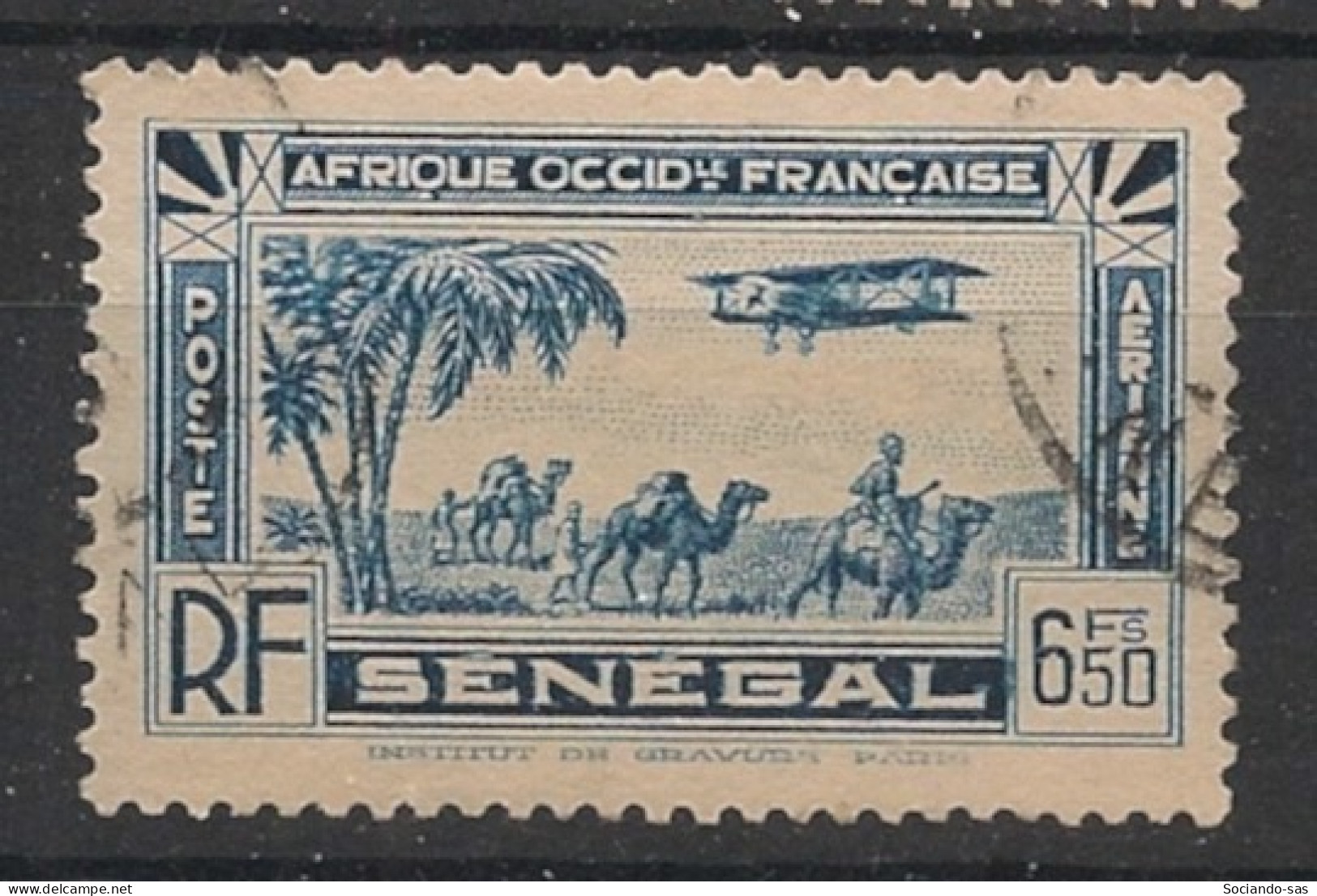 SENEGAL - 1935 - Poste Aérienne PA N°YT. 9 - Avion 6f50 Bleu - Oblitéré / Used - Oblitérés