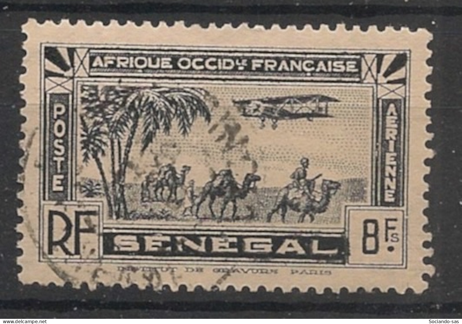 SENEGAL - 1935 - Poste Aérienne PA N°YT. 10 - Avion 8f Noir - Oblitéré / Used - Usati