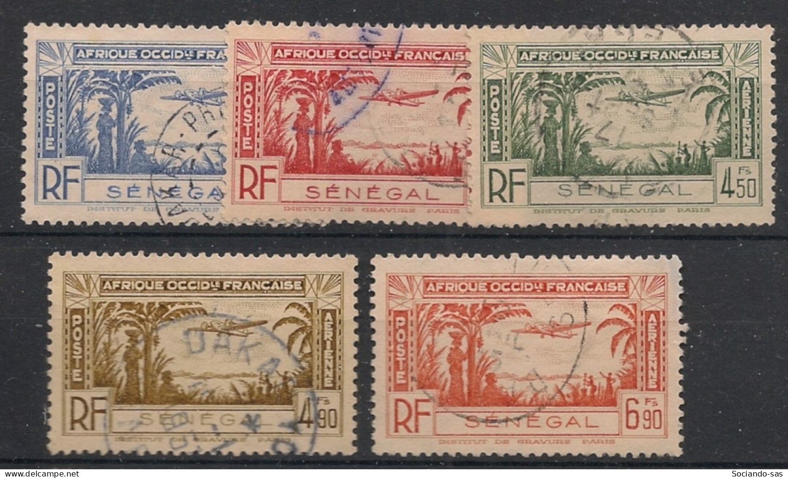 SENEGAL - 1940 - Poste Aérienne PA N°YT. 13 à 17 - Série Complète - Oblitéré / Used - Usati