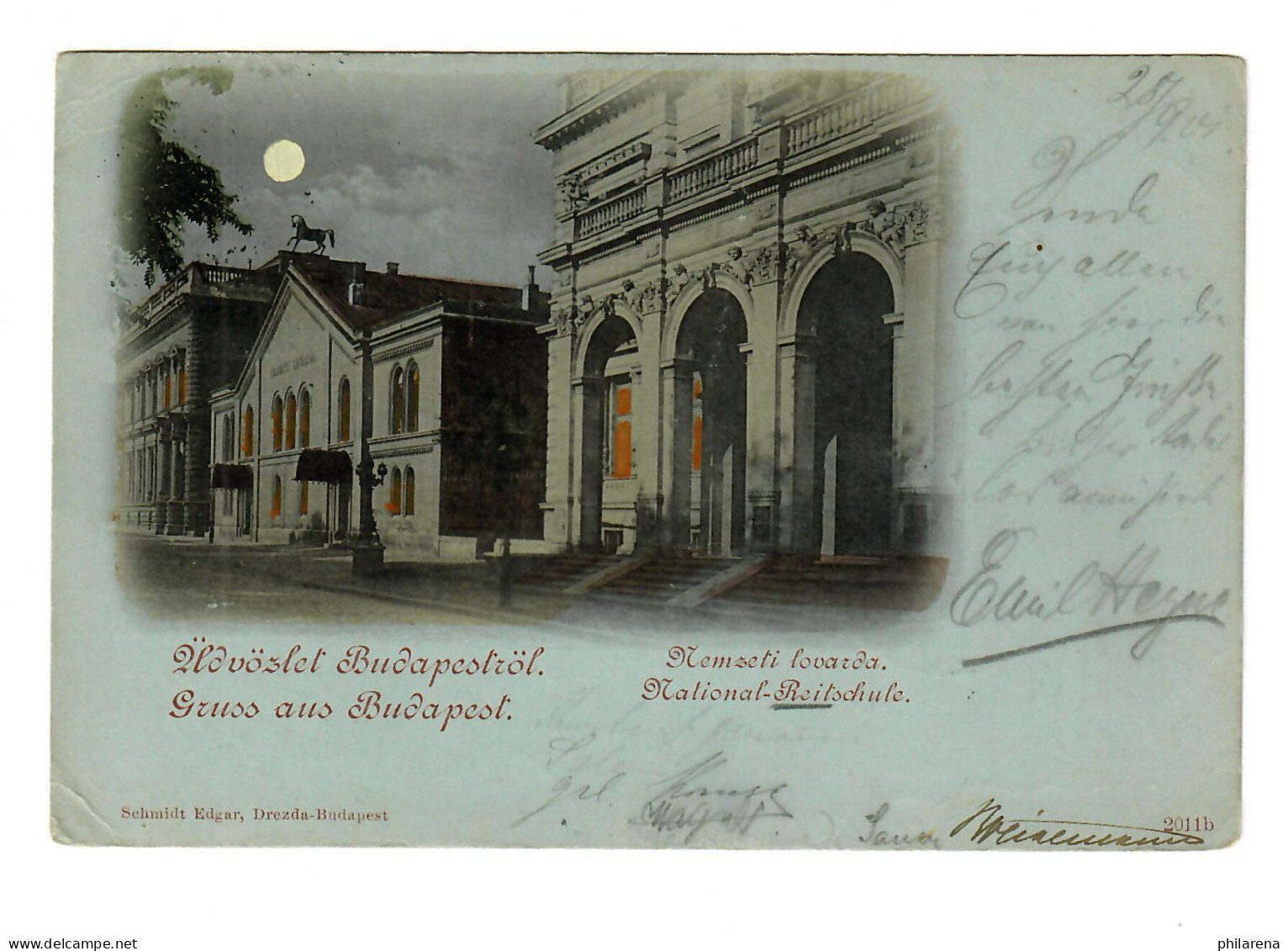 Budapest: Mondscheinkarte - Reitschule: 1901 Nach Berlin - Altri & Non Classificati