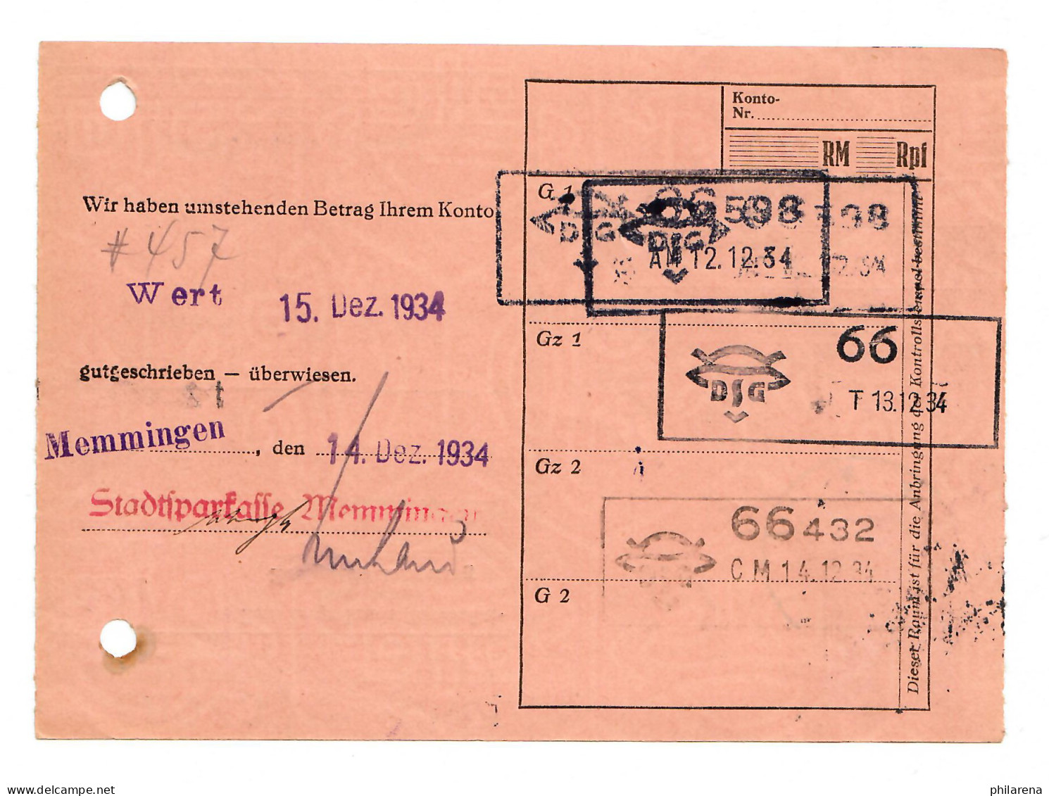 Sparkasse Sonthofen-Immenstadt/Hindelang, 1934 Nach Memmingen, EF MiNr. 558 - Briefe U. Dokumente