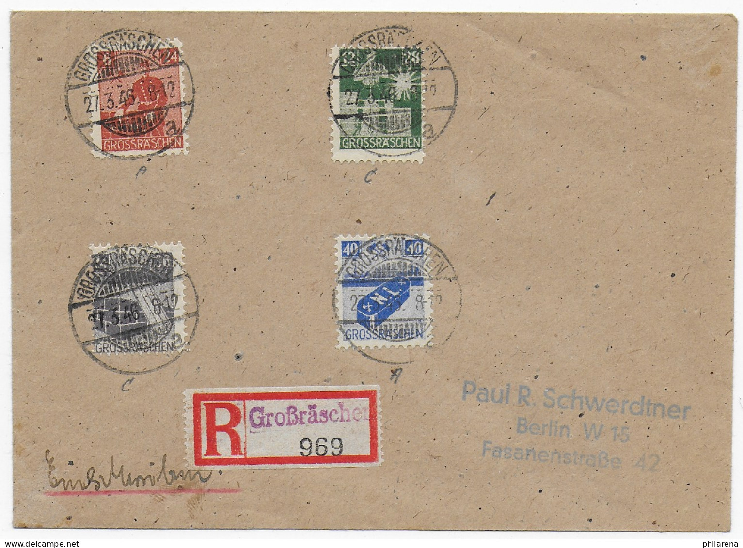 Einschreiben Großräschen 1946 Nach Berlin - Storia Postale