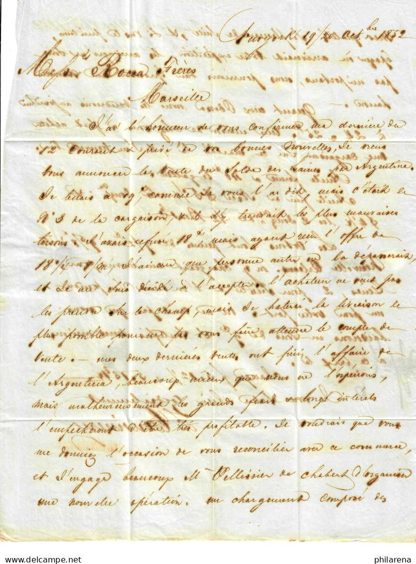 USA To France: 1852: Transatlantic Post: P. Asia, New York To Marseille - Sonstige & Ohne Zuordnung