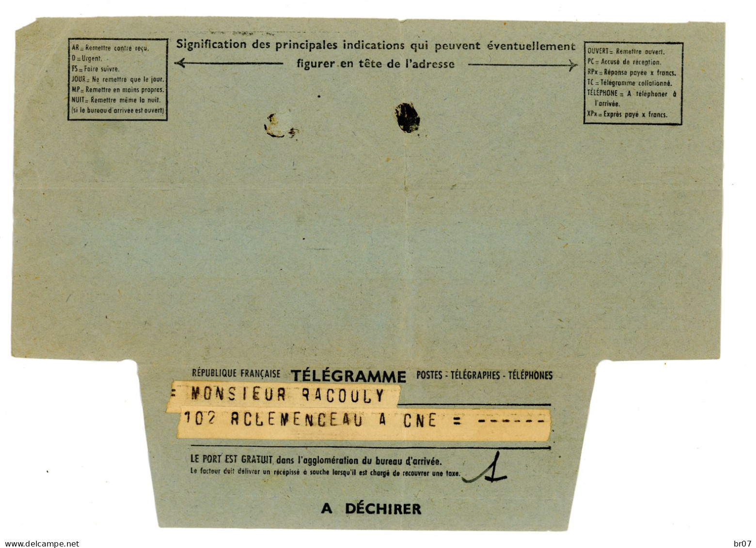 ALGERIE TELEGRAMME DE HANGUAN INDOCHINE VIETNAM 1949 CONSTANTINE CENTRAL - Guerre D'Indochine / Viêt-Nam